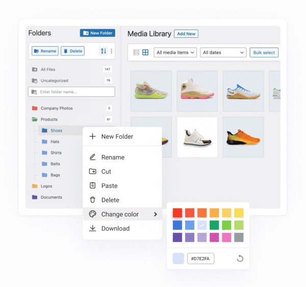 filebird-change-color-folders-1.png FileBird - WordPress Media Library Folders